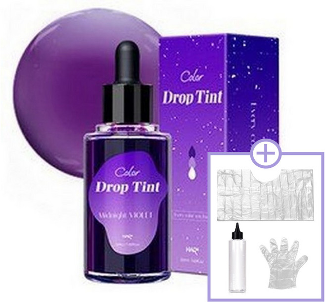 [1초 염색/ 2주 유지/유통기한 임박 특가] 헤어플러스 컬러 드롭 틴트 50ml 바이올렛+DIY키트 증정, 1개, 미드나잇바이올렛
