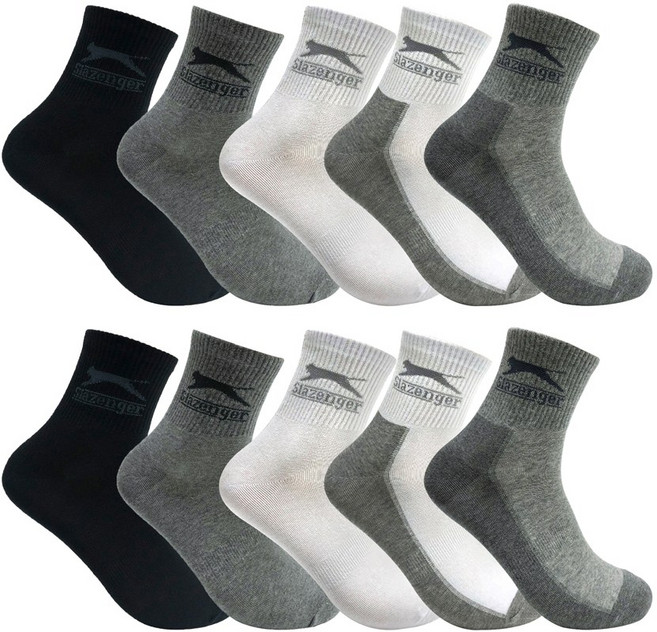 슬레진저 남자 스포츠 로고 중목 양말 10켤레, 혼합색상, 1세트