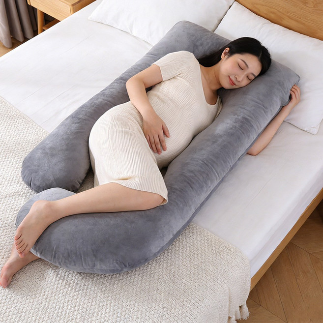 NUNUHANA 대형 인체공학 임산부 바디필로우 U자형 2.5KG, 그레이