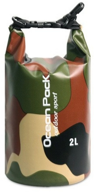 메쉬백 방수파우치 수영가방, D-그린 카모 2L