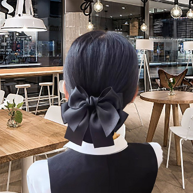하이유니 심플 클래식 레이어드 리본 올림 헤어 머리망