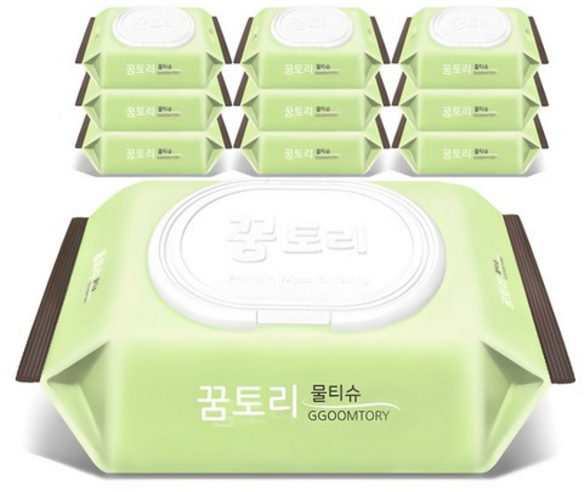 꿈토리 가득찬 챔프 엠보싱 물티슈 캡형, 55g, 100개입, 10개