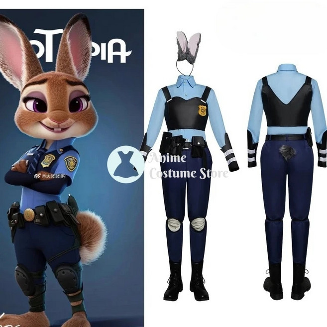 주토피아 주디 경찰복 옷 토끼 경찰 코스튬 코스프레 의상