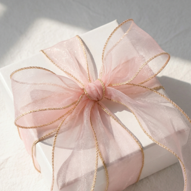 올리올망 오간디 리본 선물 포장 리본끈, 1개, 90cm, 핑크