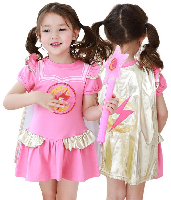 반팔 EBS정품 번개걸 옷 불빛 원피스 망토 세트 구성