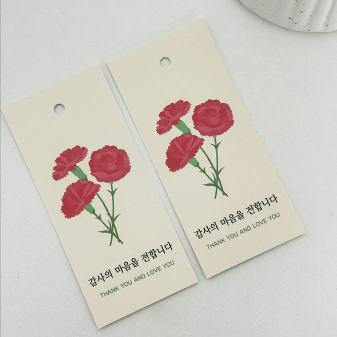 가정의달 택 어버이날 스승의날 행택 태그 테그 선물포장 선물 답례품 가정의달선물 심플카네이션 사각 벼리언니토퍼, 1개, 심플카네이션50매