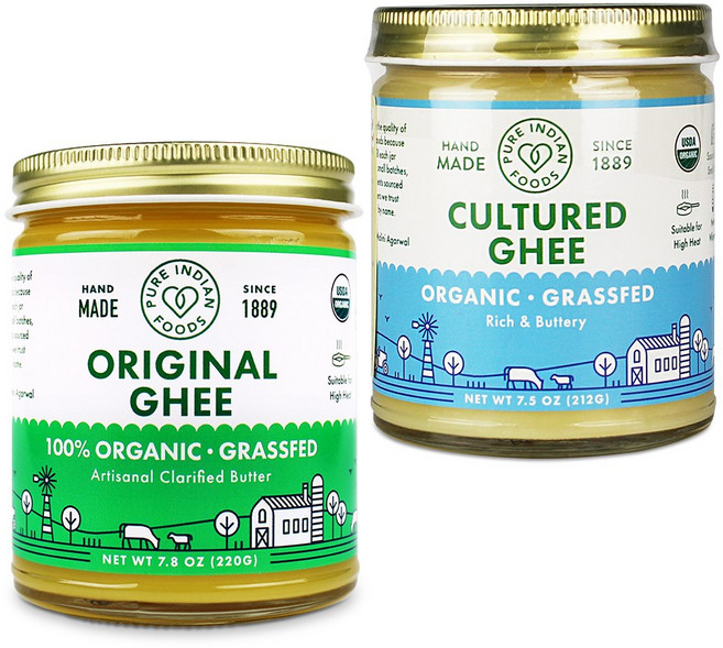 브이플랜 유기농 목초 기버터 무염 220g+발효 기버터 212g GHEE 세트