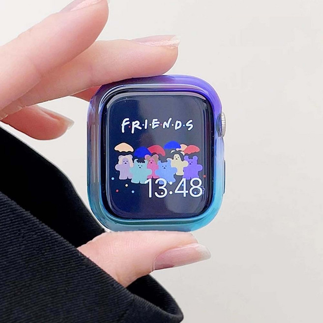 山水之寶 果凍邊框防撞殼 適用 Apple Watch, 藍紫色, 1個