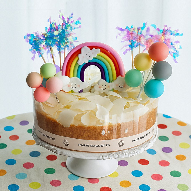 아이스타 중.대형 생일케이크장식 무지개토퍼 사진촬영소품 파티용품, 1세트, 비비드4종토퍼