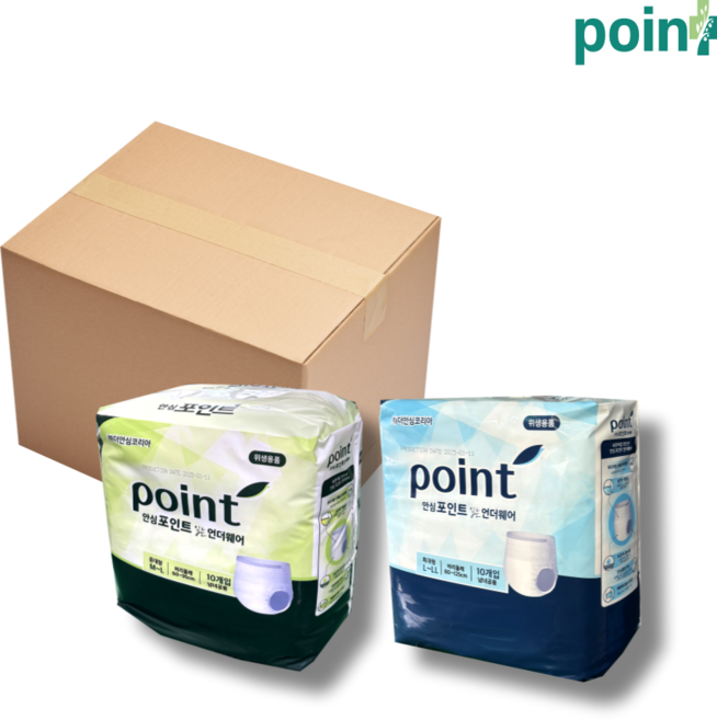안심 포인트 요실금기저귀 언더웨어 팬티타입 1박스100매 최근제조, 중대형, 10개, 10매입