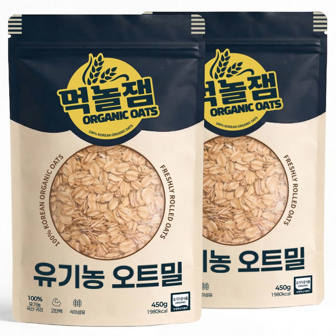 먹놀잼 유기농 오트밀, 450g, 2개