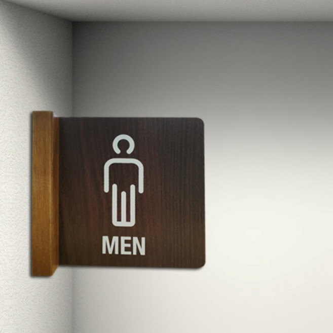 에코모담 국산 우드 돌출 화장실 표지판, 1개, 남자화장실_120X120월넛