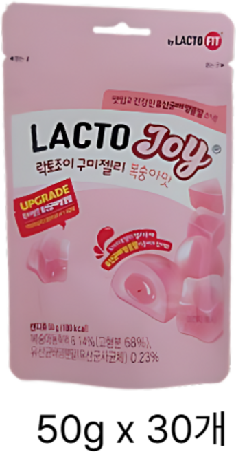 락토조이 종근당건강 유산균 구미 젤리 복숭아맛, 50g, 30개