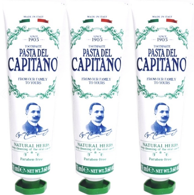 Pasta Del Capitano Natural Herbs Toothpaste - Deep Oral Cavity Cleaning, 75ml, 3개