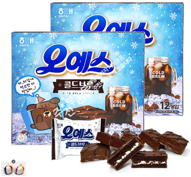 해태 오예스 콜드브루(12봉입) x 2통(+자색옥춘사탕 20g 포함), 384g, 2개