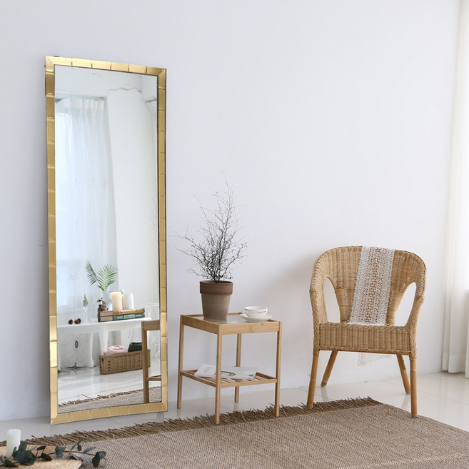 모던 벽걸이 겸용 대형 스탠드 전신거울 높이 1590 2color, 골드