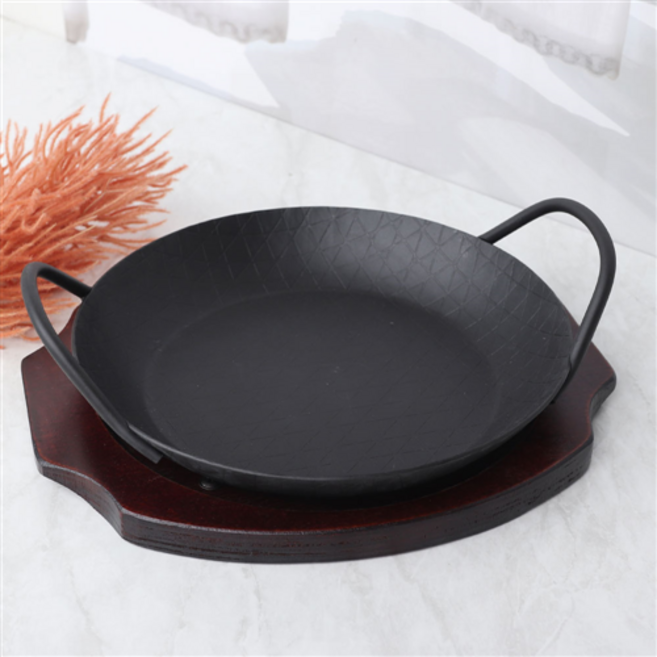 MS 주물 팬 무쇠 후라이팬 고기 불판 스테이크 양수, MS깊은스테이크팬4호 26 호환받침 세트, 1개