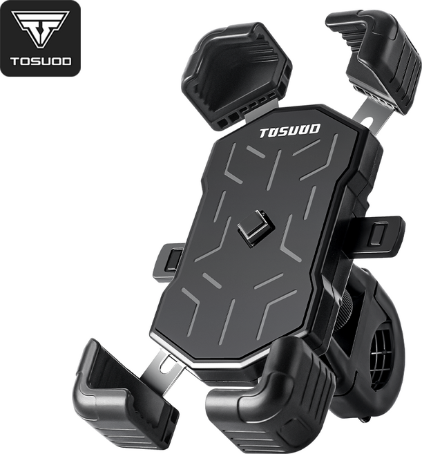 토스오드 원터치 충격방지 자전거 핸드폰 거치대 360도 회전 오토바이 핸들바 방수케이스 배달용 전기자전거 휴대폰 거치대, 블랙, 1개