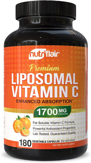 NutriFlair Liposomal Vitamin C 1600mg 뉴트리플레어 리포소말 비타민C 180캡슐, 1개, 180정