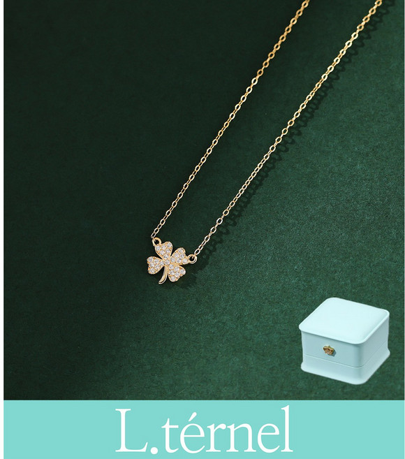 르떼르넬 LSSNC005 Sterling Silver 리얼 법정 순은 925 행운 네잎 클로버 여자 골드 실버 목걸이 은목걸이