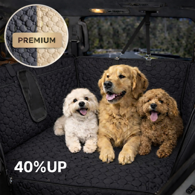 테노라 프리미엄 PU가죽 대형견 카시트 차량용 강아지 뒷좌석 풀커버 방수 애견 시트, 오닉스 블랙, 1개