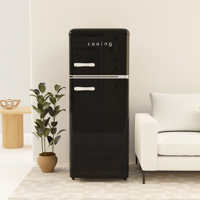 쿠잉 레트로 소형냉장고 REF-D121 블랙 원룸 사무실, REF-D121BK