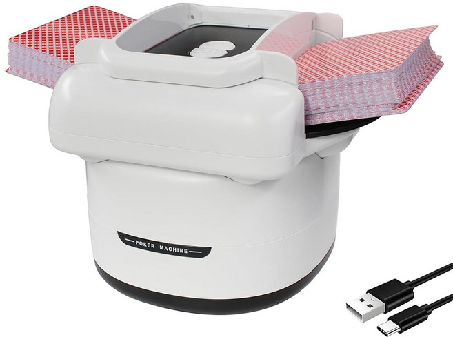 포커 브리지용 조이매닉 자동 카드 셔플러 4 덱 텍사스 홀덤 마작 카나스타 충전식 머신, 포커 브리지용 자동 카드 셔플러 4 덱 텍사스 홀덤 마