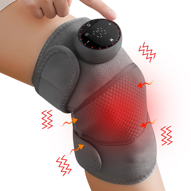 RUNDX 3 IN 1 무선 진동 온열 어깨 팔꿈치 무릎 마사지기, 그레이