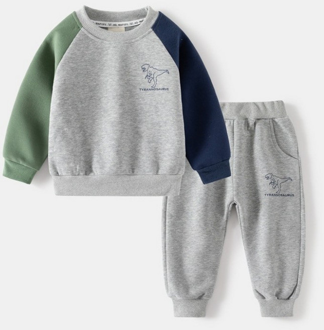 구빠방 아동 공룡 프린팅 배색 나그랑 상하복 세트