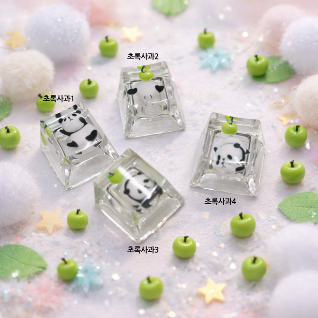 펫더월드 푸바오 판다 포인트 키캡, 초록사과1