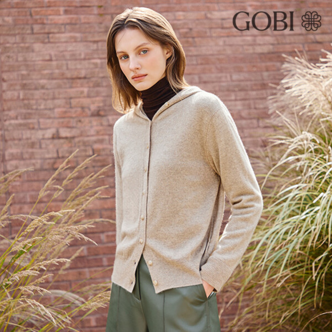 [런칭가 349000원] 고비(GOBI) 캐시미어100 버튼업 후드 가디건