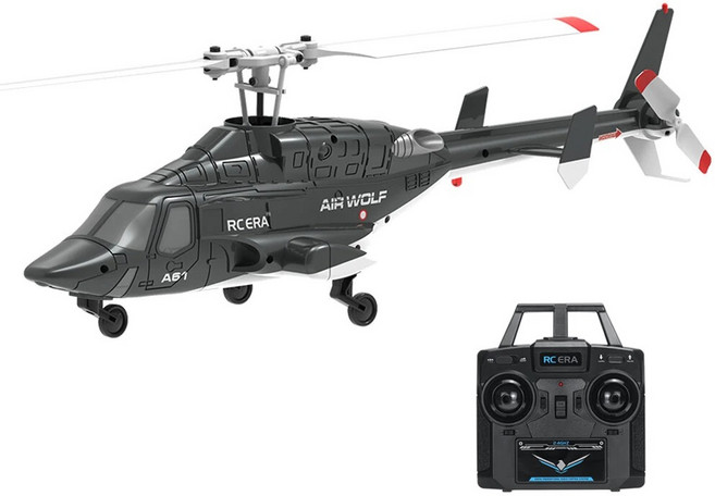 RC ERA A61 Mini Airwolf 자이로 헬리콥터, 있음, 1배터리, 블랙, 1개