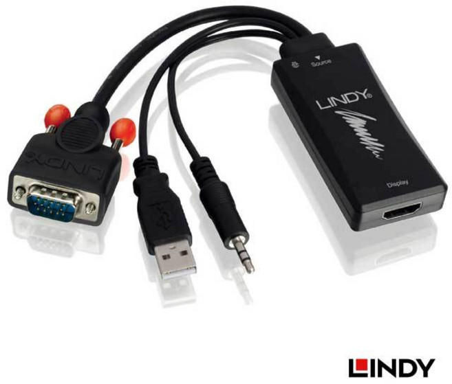 LINDY 林帝 38183 VGA 音源 轉 HDMI 轉接器 1080P, 1個