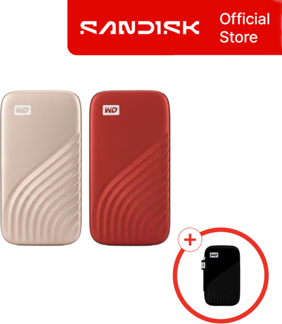 WD My Passport 포터블 외장 SSD USB 3.2 Gen2 1050MB/s +전용 파우치, 골드, 2TB