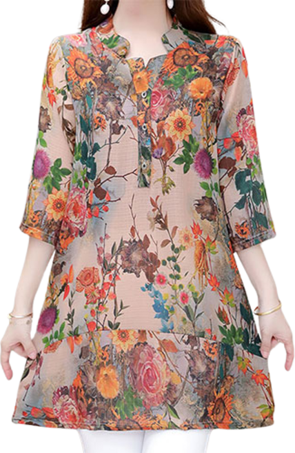 77우먼스 여성 베네치아블라우스 1컬러 빅사이즈 면마혼방 꽃무늬 화려한 예쁜 상의 베네치아 블라우스 이월 이월상품 [리현커머스]