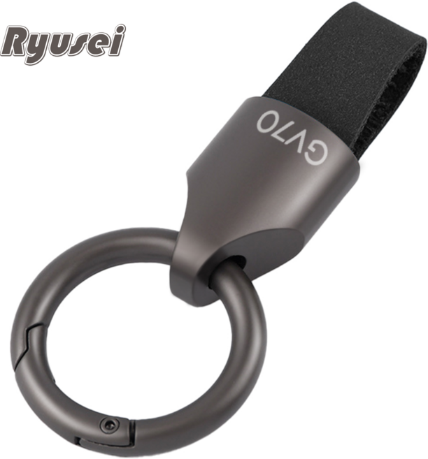 Ryusei 자동차 키링 제네시스 호환 가죽 고급 키홀더링 GV80 GV70 G80 호환 키링 고리 차량용품 R027, GV70-블랙, 1개