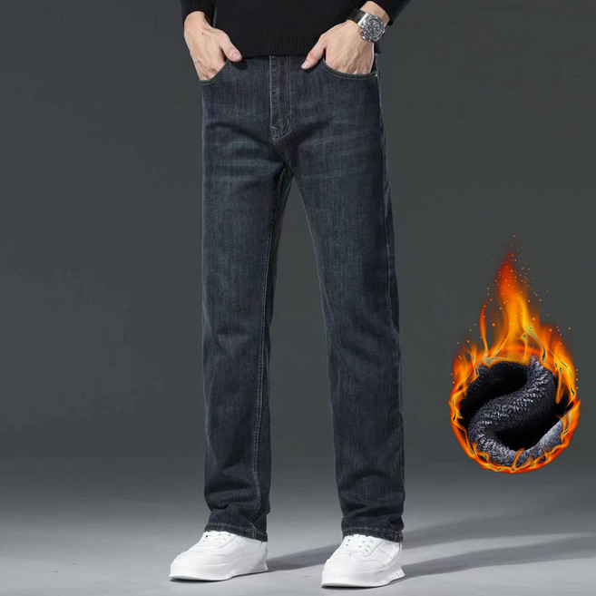 wassup 남자 청바지 겨울 스판 슬랙스 쾌적 일자청바지 세미와 기모청바지