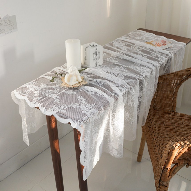 케이트가든 물결 레이스 식탁보 촬영용 천, M (145x200), 1개