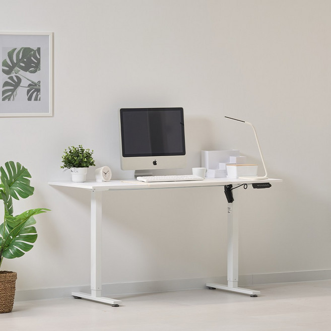 롱코 전동 높이조절 책상 1200 1400 모션데스크 스탠딩책상 DF011, 화이트