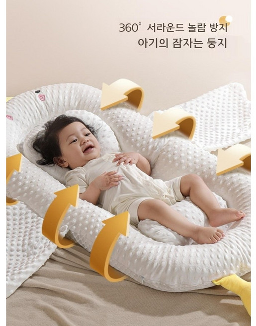 신생아 아기 침대 가운데 침대 바닥에 뛰어내려 깨거나 토하는 것을 방지하고 우유 경사 침대 매트 아기 침대 편안한 수면 인공 침대, 곰 AB형침대+경사패드