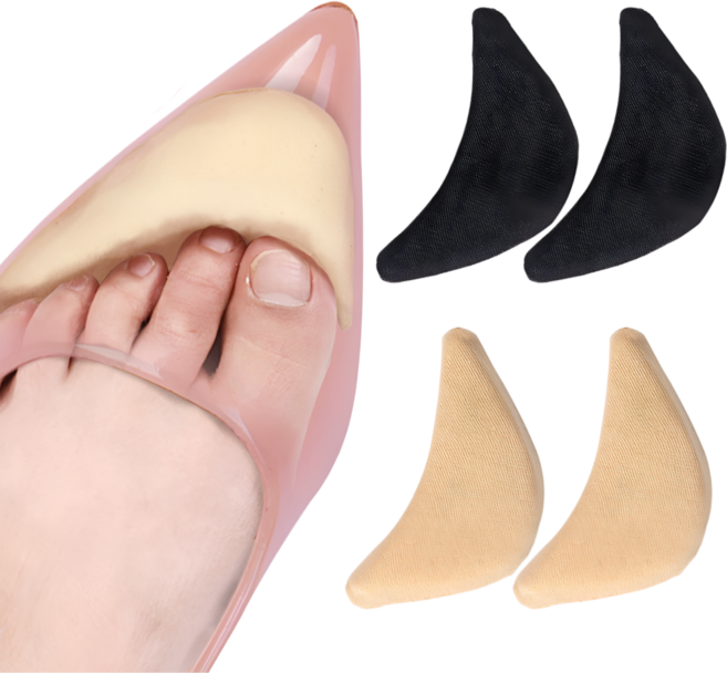 펴나나다 하이힐 앞꿈치 쿠션 패드, 블랙+스킨, 1세트