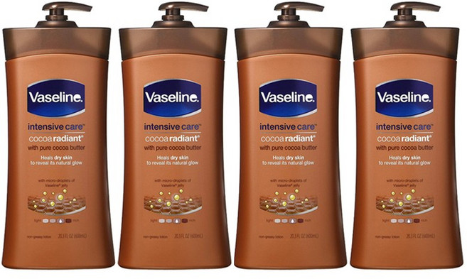 바세린인텐시브케어 코코아 래디언트 바디로션, 600ml, 4개