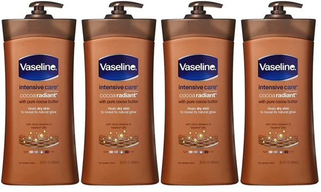 바세린인텐시브케어 코코아 래디언트 바디로션, 600ml, 4개 - 쿠팡
