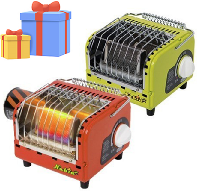 [국내생산 신형] 나비아 NGH-1200 휴대용 부탄가스히터 낚시 차박 캠핑 미니 난로 청소브러쉬+전용가방 증정(+열차단판 선택), 레드와인