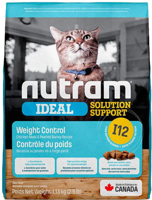 nutram 成貓用 I12 專業理想系列 體重控制天然貓糧, 1.13kg, 1袋, 雞肉 + 豌豆