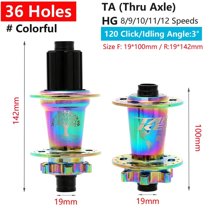 TANKE 120 클릭 허브 6 베어링 MTB 산악 자전거 앞뒤 HG 28 디스크 브레이크 9, 18 36H Colorful TA, 1개