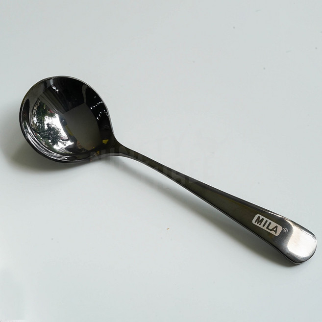 MILA 不鏽鋼杯測匙 杯測勺 鈦黑/玫瑰金 ML-G7011 ML-G7012 質感 SUS304不鏽鋼『93咖啡』, 鈦黑, 1個