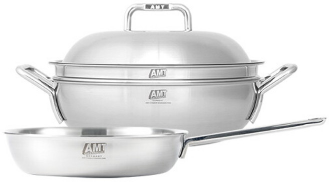 AMT 316Ti 스텐 통5중 파티웍&프라이팬 2종 세트 (파티웍28cm 소테팬26cm), 1개