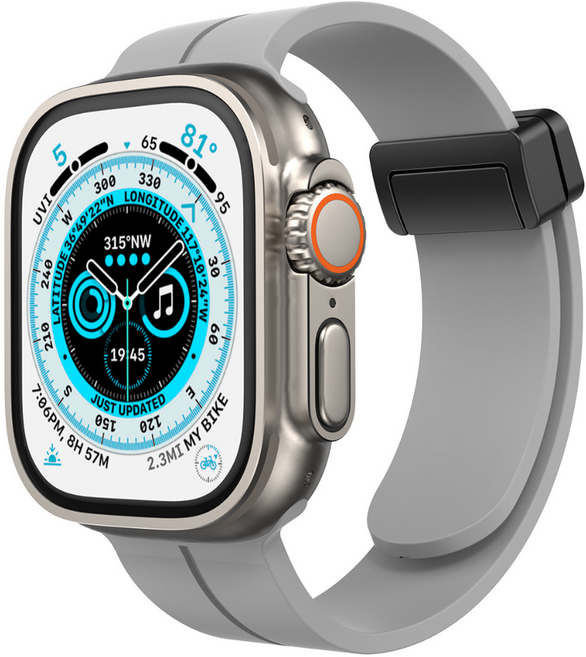 Fegwilde 애플워치 호환 스포츠 마그네틱 실리콘 스트랩 46/49/45/44/42/41/40/38mm 11 10 9 8 7 6 3 SE1/2/3 자석 울트라1/2/3 밴드, 회색