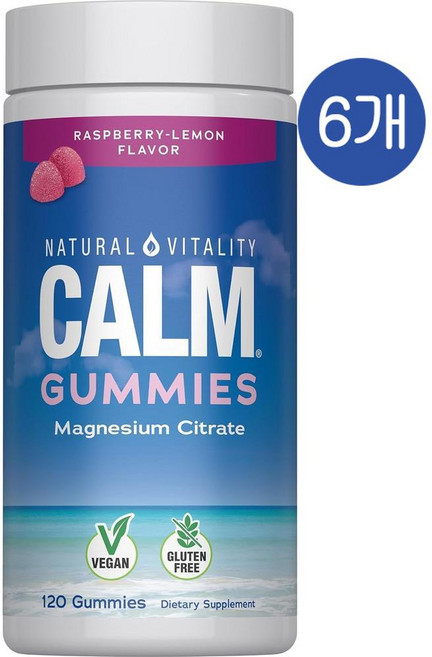 내추럴 바이탈리티 캄 마그네슘 시트레이트 구미 라즈베리 레몬맛 Natural Vitality CALM Magnesium, 6개, 120정